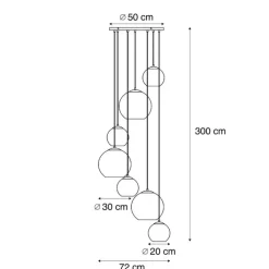 QAZQA Pendelleuchten*Art-Deco-Hängelampe Gold mit Regenbogen-Glas 7-flammig - Sandra