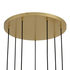 QAZQA Pendelleuchten*Art-Deco-Hängelampe Gold mit Regenbogen-Glas 7-flammig - Sandra