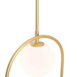 QAZQA Pendelleuchten|Wohnzimmerlampen*Art-Deco-Hängelampe Gold mit weißem Glas - Isabella