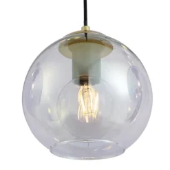 QAZQA Pendelleuchten|Esszimmerlampen*Art-Deco-Hängelampe Gold mit Regenbogen-Glas 8-flammig - Sandra