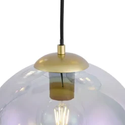 QAZQA Pendelleuchten|Esszimmerlampen*Art-Deco-Hängelampe Gold mit Regenbogen-Glas 8-flammig - Sandra