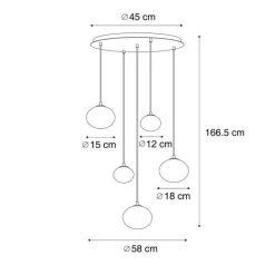QAZQA Schlafzimmerlampen|Küchenlampen*Art-Deco-Hängelampe Gold mit bernsteinfarbenem Glas - Jia