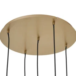 QAZQA Schlafzimmerlampen|Küchenlampen*Art-Deco-Hängelampe Gold mit bernsteinfarbenem Glas - Jia