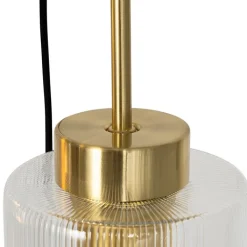 QAZQA Pendelleuchten|Wohnzimmerlampen*Art-Deco-Hängelampe Gold mit Glas 7-flammig - Laura