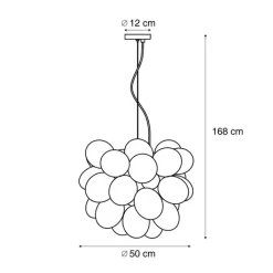 QAZQA Schlafzimmerlampen|Küchenlampen*Art-Deco-Hängelampe Gold mit Regenbogen-Glas 50cm 8-flammig - Uvas