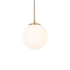 QAZQA Schlafzimmerlampen|Küchenlampen*Art-Deco-Hängelampe Gold mit Opalglas - Flore