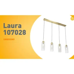 QAZQA Schlafzimmerlampen|Küchenlampen*Art-Deco-Hängelampe Gold mit Glas 4-flammig - Laura