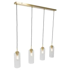 QAZQA Schlafzimmerlampen|Küchenlampen*Art-Deco-Hängelampe Gold mit Glas 4-flammig - Laura