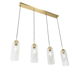 QAZQA Schlafzimmerlampen|Küchenlampen*Art-Deco-Hängelampe Gold mit Glas 4-flammig - Laura