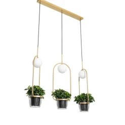 QAZQA Pendelleuchten|Wohnzimmerlampen*Art-Deco-Hängelampe Gold mit weißem Glas 3 Lichter - Isabella