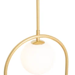 QAZQA Pendelleuchten|Wohnzimmerlampen*Art-Deco-Hängelampe Gold mit weißem Glas 3 Lichter - Isabella