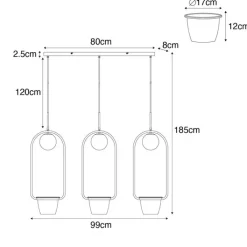 QAZQA Pendelleuchten|Wohnzimmerlampen*Art-Deco-Hängelampe Gold mit weißem Glas 3 Lichter - Isabella
