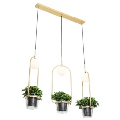 QAZQA Pendelleuchten|Wohnzimmerlampen*Art-Deco-Hängelampe Gold mit weißem Glas 3 Lichter - Isabella