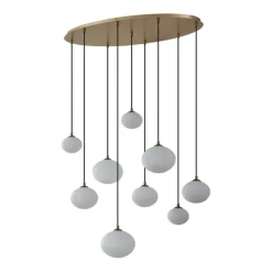 QAZQA Schlafzimmerlampen|Küchenlampen*Art-Deco-Hängelampe Gold mit Opalglas 9-flammig - Yani