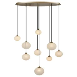 QAZQA Schlafzimmerlampen|Küchenlampen*Art-Deco-Hängelampe Gold mit Opalglas 9-flammig - Yani