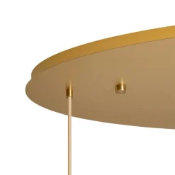 QAZQA Pendelleuchten|Wohnzimmerlampen*Art-Deco-Hängelampe Messing mit ovaler Deckenplatte und bernsteinfarbenem Glas 6-flammig - Douglass