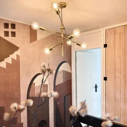 QAZQA Pendelleuchten|Wohnzimmerlampen*Art-Deco-Hängelampe Messing matt 6-flammig - Sydney