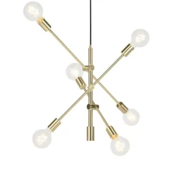 QAZQA Pendelleuchten|Wohnzimmerlampen*Art-Deco-Hängelampe Messing matt 6-flammig - Sydney