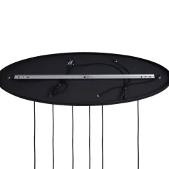 QAZQA Schlafzimmerlampen|Küchenlampen*Art-Deco-Hängelampe schwarz mit ovaler Deckenplatte und Rauchglas 6-flammig - Douglass