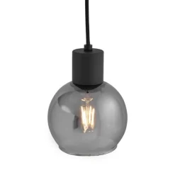 QAZQA Pendelleuchten|Wohnzimmerlampen*Art-Deco-Hängelampe schwarz mit Rauchglas - Vidro