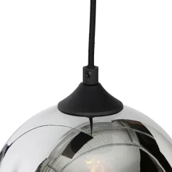 QAZQA Schlafzimmerlampen|Küchenlampen*Art-Deco-Hängelampe schwarz mit Rauchglas 5 Lichter - Wallace