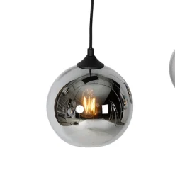 QAZQA Schlafzimmerlampen|Küchenlampen*Art-Deco-Hängelampe schwarz mit Rauchglas 5 Lichter - Wallace