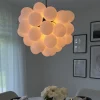 QAZQA Schlafzimmerlampen|Küchenlampen*Art-Deco-Hängelampe schwarz mit Opalglas 8-flammig rund – Uvas