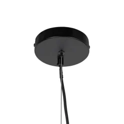 QAZQA Schlafzimmerlampen|Küchenlampen*Art-Deco-Hängelampe schwarz mit Opalglas 8-flammig rund – Uvas