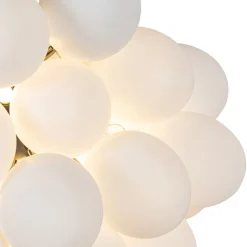 QAZQA Schlafzimmerlampen|Küchenlampen*Art-Deco-Hängelampe schwarz mit Opalglas 8-flammig rund – Uvas