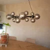QAZQA Küchenlampen|Pendelleuchten*Art-Deco-Hängelampe schwarz mit Rauchglas 12-flammig – David