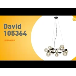 QAZQA Schlafzimmerlampen|Küchenlampen*Art-Deco-Hängelampe schwarz mit bernsteinfarbenem Glas 12 Lichter – David