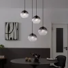 QAZQA Pendelleuchten|Wohnzimmerlampen*Art-Deco-Hängelampe schwarz mit Rauchglas rund 4-flammig - Bao