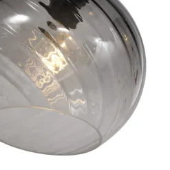 QAZQA Pendelleuchten|Wohnzimmerlampen*Art-Deco-Hängelampe schwarz mit Rauchglas rund 4-flammig - Bao