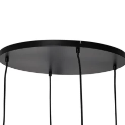 QAZQA Pendelleuchten|Wohnzimmerlampen*Art-Deco-Hängelampe schwarz mit Rauchglas rund 4-flammig - Bao