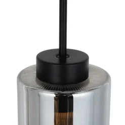 QAZQA Schlafzimmerlampen|Küchenlampen*Art-Deco-Hängelampe schwarz mit Rauchglas 4-flammig – Laura