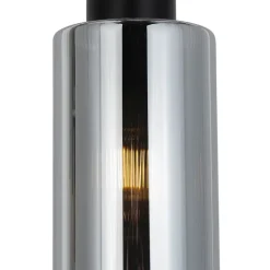 QAZQA Schlafzimmerlampen|Küchenlampen*Art-Deco-Hängelampe schwarz mit Rauchglas 4-flammig – Laura