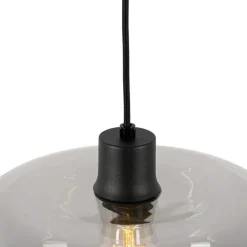QAZQA Pendelleuchten|Wohnzimmerlampen*Art-Deco-Hängelampe schwarz mit Rauchglas - Bizle