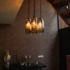 QAZQA Pendelleuchten|Wohnzimmerlampen*Art-Deco-Hängelampe schwarz mit Rauchglas 7-flammig – Laura