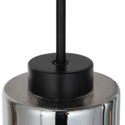 QAZQA Pendelleuchten|Wohnzimmerlampen*Art-Deco-Hängelampe schwarz mit Rauchglas 7-flammig – Laura