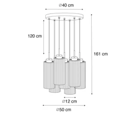 QAZQA Pendelleuchten|Wohnzimmerlampen*Art-Deco-Hängelampe schwarz mit Rauchglas 7-flammig – Laura