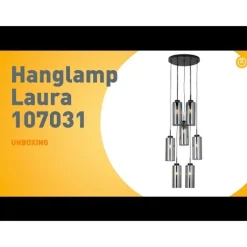 QAZQA Pendelleuchten|Wohnzimmerlampen*Art-Deco-Hängelampe schwarz mit Rauchglas 7-flammig – Laura