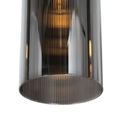 QAZQA Pendelleuchten|Wohnzimmerlampen*Art-Deco-Hängelampe schwarz mit Rauchglas 7-flammig – Laura