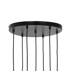 QAZQA Pendelleuchten|Wohnzimmerlampen*Art-Deco-Hängelampe schwarz mit Rauchglas 7-flammig – Laura