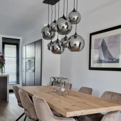 QAZQA Schlafzimmerlampen|Küchenlampen*Art-Deco-Hängelampe schwarz mit Rauchglas 8-flammig – Sandra