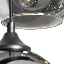 QAZQA Schlafzimmerlampen|Küchenlampen*Art-Deco-Hängelampe schwarz mit Rauchglas 8-flammig – Sandra