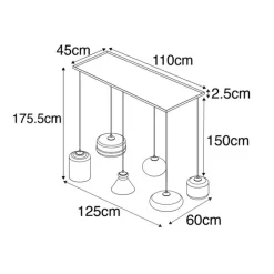 QAZQA Pendelleuchten|Wohnzimmerlampen*Art-Deco-Hängelampe schwarz mit Rauchglas 6 Lichter - Wallace
