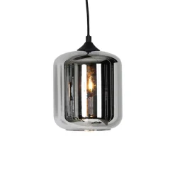 QAZQA Pendelleuchten|Wohnzimmerlampen*Art-Deco-Hängelampe schwarz mit Rauchglas 6 Lichter - Wallace