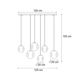 QAZQA Schlafzimmerlampen|Küchenlampen*Art-Deco-Hängeleuchte schwarz mit ovaler Deckenplatte und grünem und blauem Glas 6-flammig - Douglass