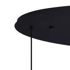 QAZQA Schlafzimmerlampen|Küchenlampen*Art-Deco-Hängeleuchte schwarz mit ovaler Deckenplatte und grünem und blauem Glas 6-flammig - Douglass