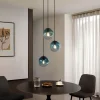 QAZQA Pendelleuchten|Wohnzimmerlampen*Art-Deco-Hängeleuchte schwarz mit blauem und grünem Glas 3-flammig - Douglass